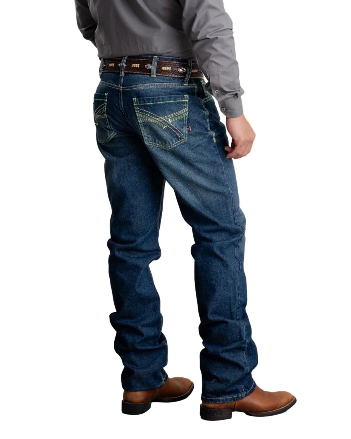 Calça Jeans Masculina Texas Farm — Stoned Verde Neon Clara - vista traseira ou lateral - RDM-P067
