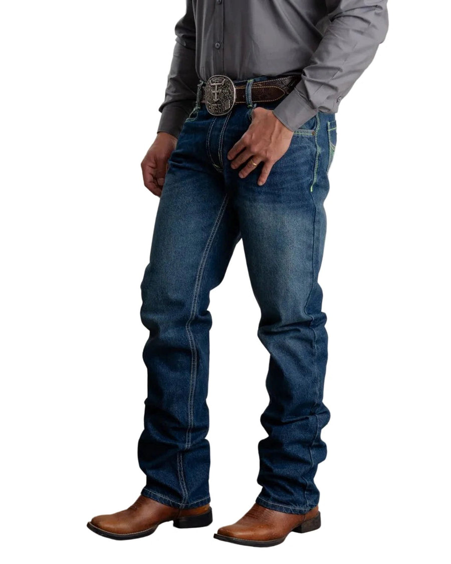 Calça Jeans Masculina Texas Farm — Stoned Verde Neon Clara - vista frontal - RDM-P067