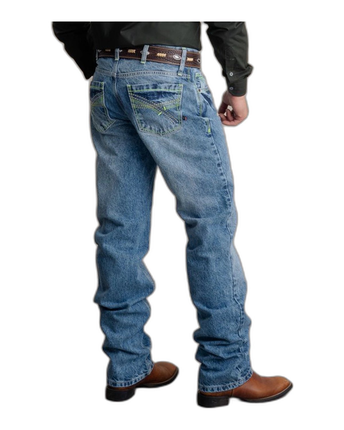 Calça Jeans Masculina Texas Farm — Hard Verde Neon - vista traseira ou lateral - RDM-P061