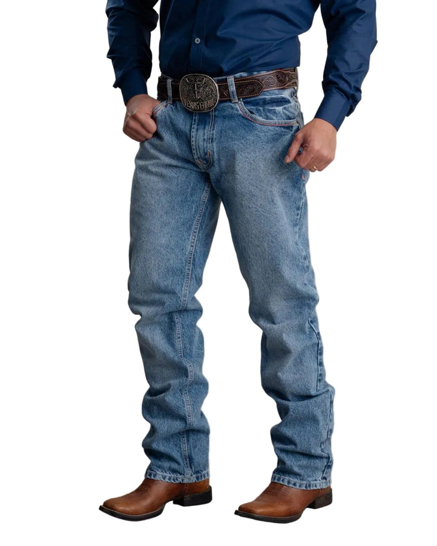 Calça Jeans Masculina Texas Farm — Hard Laranja Neon - vista frontal - RDM-P068
