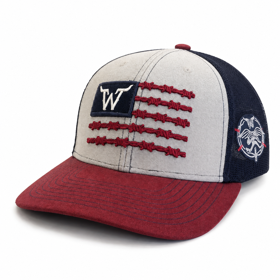 Boné West World Wanted American 3D Embroidery — Cinza e Vinho