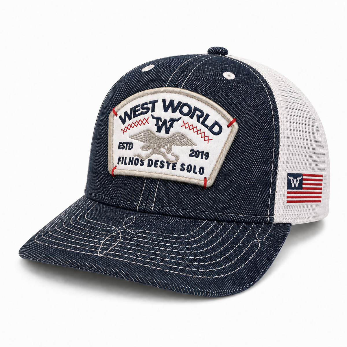 Boné West World Freedom Country 6 Gomos — Azul-Marinho e Branco