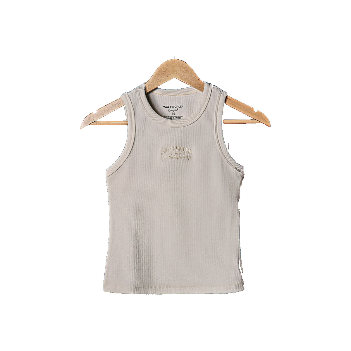 Regata West World off-white, frente, fundo branco