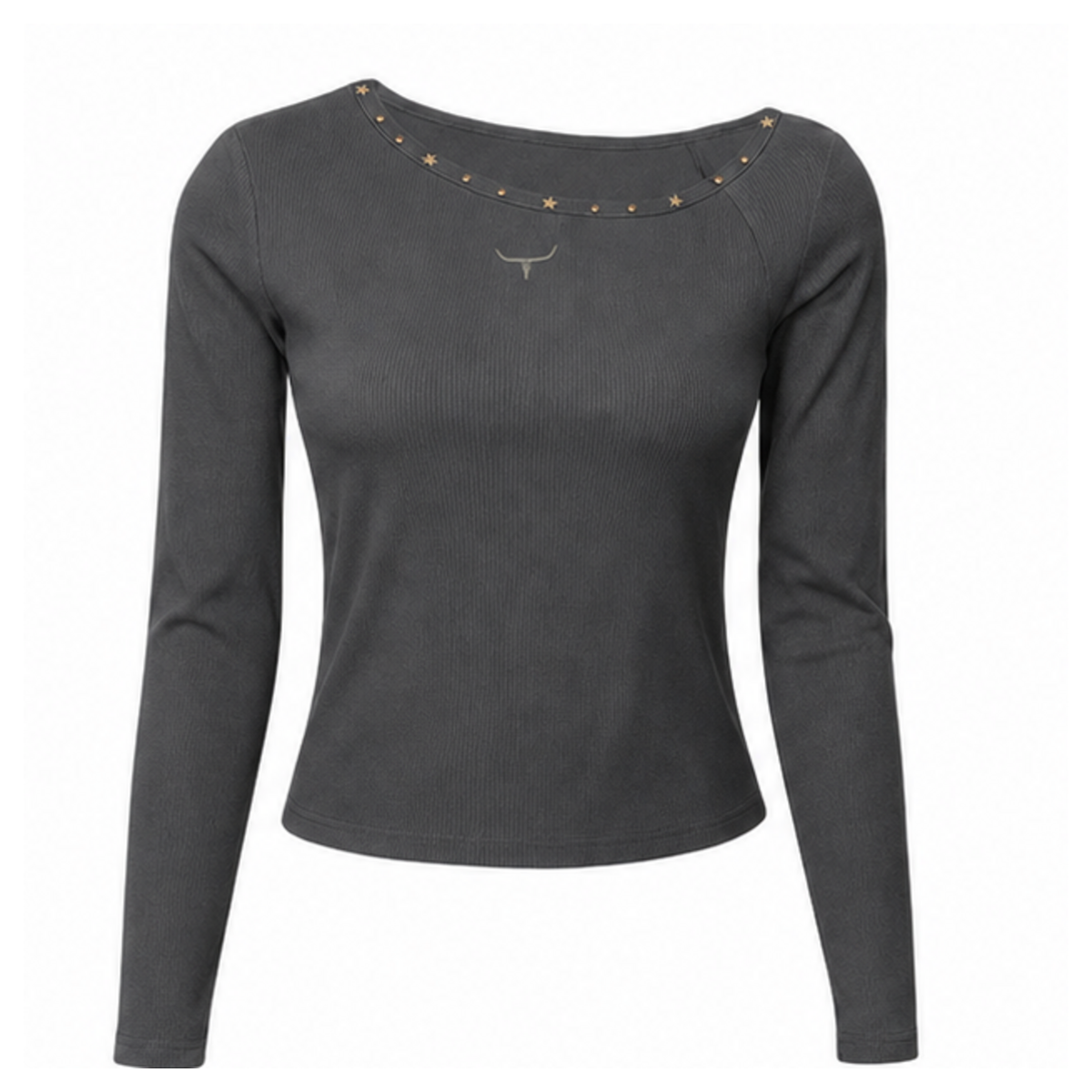 Blusa feminina Moiadeiros manga longa chumbo