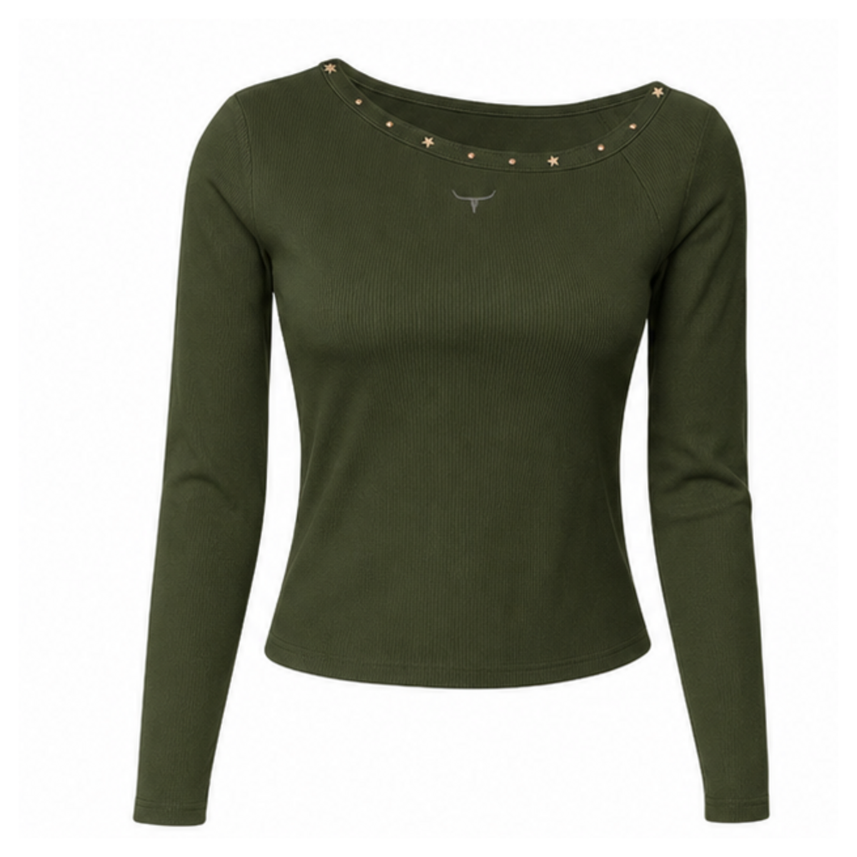 Blusa feminina Moiadeiros manga longa verde militar