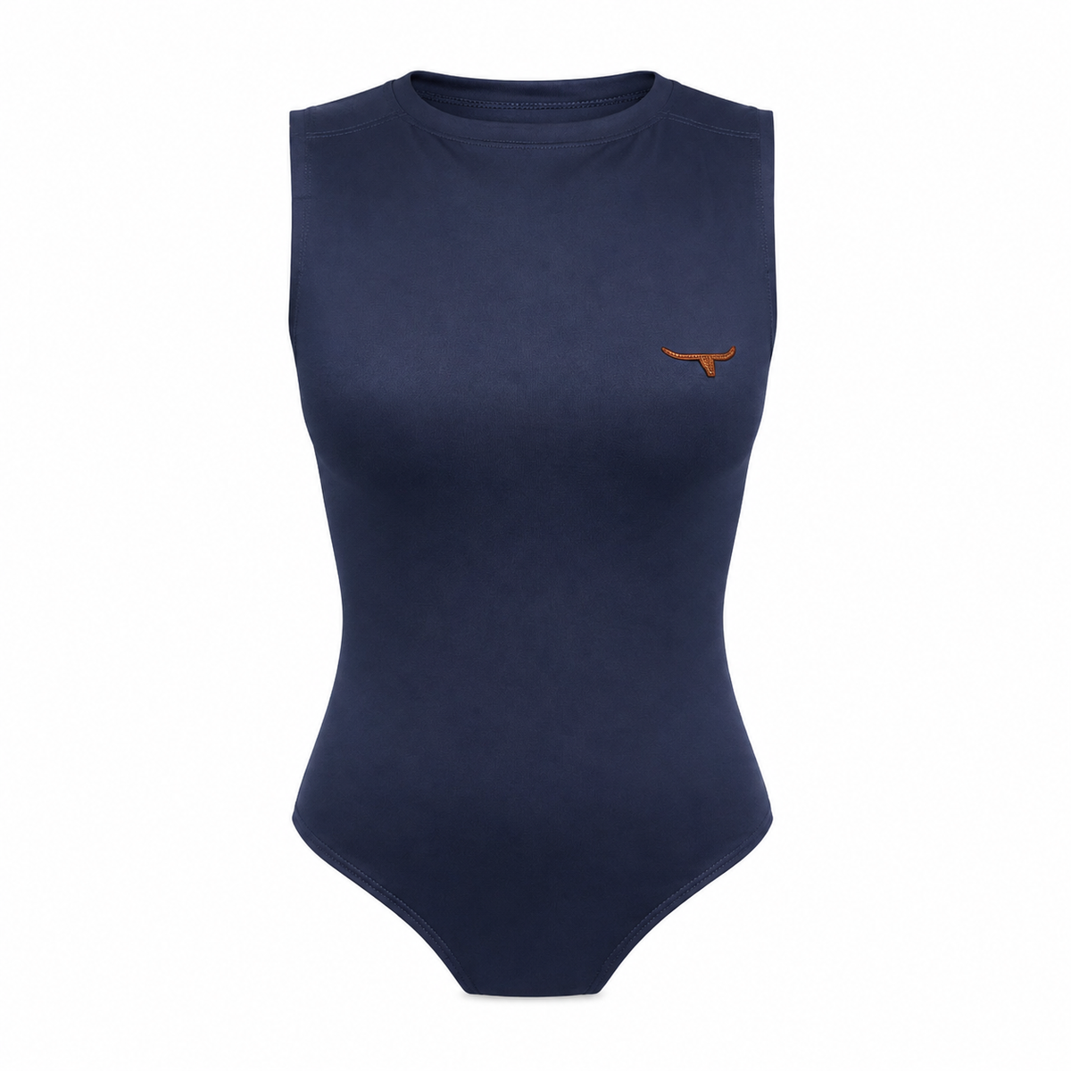 Body Moiadeiros sem mangas azul-marinho em fundo branco