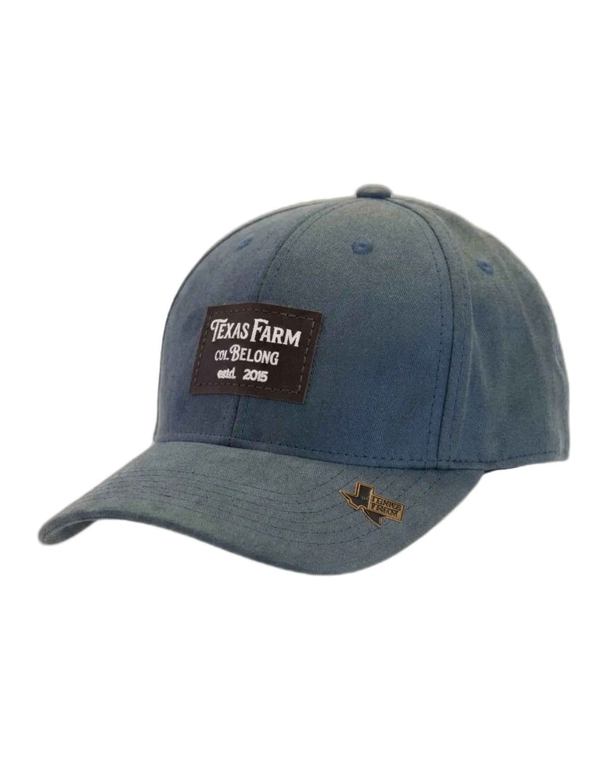 Boné Texas Farm azul acinzentado com patch de couro