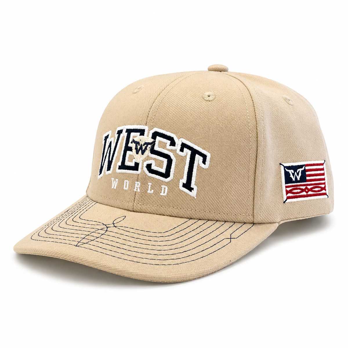 Boné West World — Bege — fundo branco