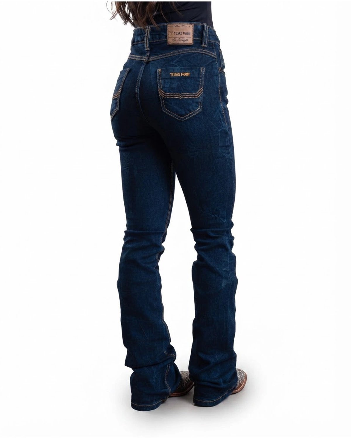 Calça Jeans Feminina Texas Farm Blue Marble — vista traseira