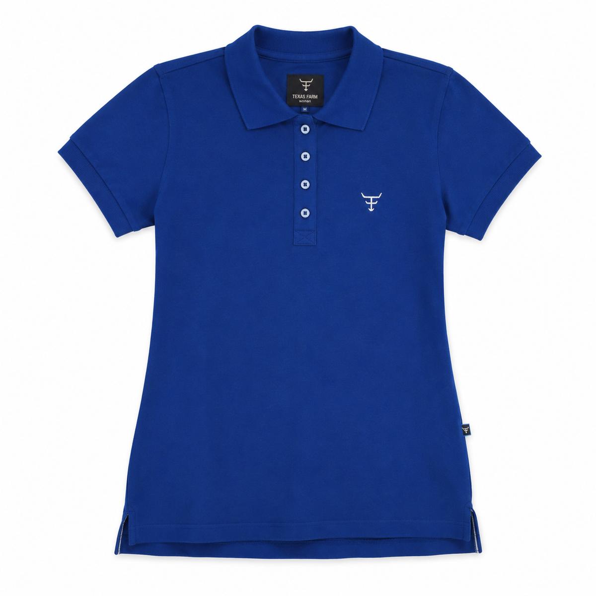 Camisa Polo Feminina Texas Farm azul royal — foto tratada em fundo branco