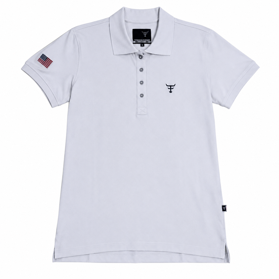 Camisa Polo Feminina Texas Farm cinza-claro — foto tratada em fundo branco