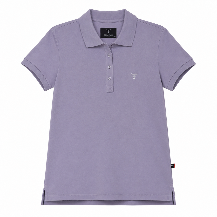 Camisa Polo Feminina Texas Farm lilás — foto tratada em fundo branco