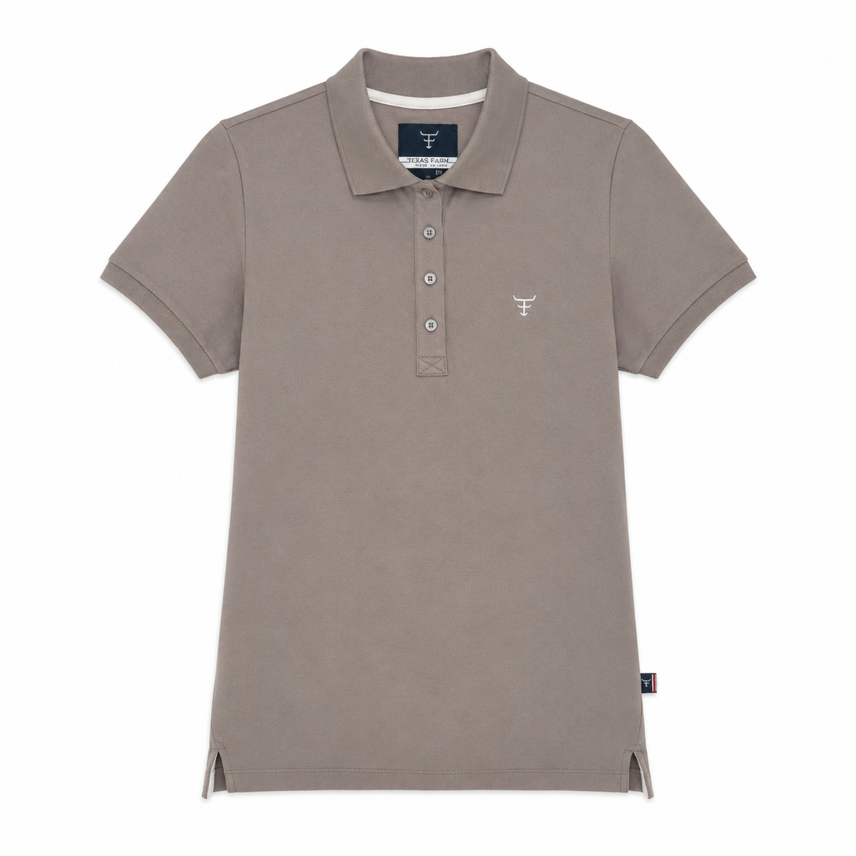 Camisa Polo Feminina Texas Farm taupe — foto tratada em fundo branco