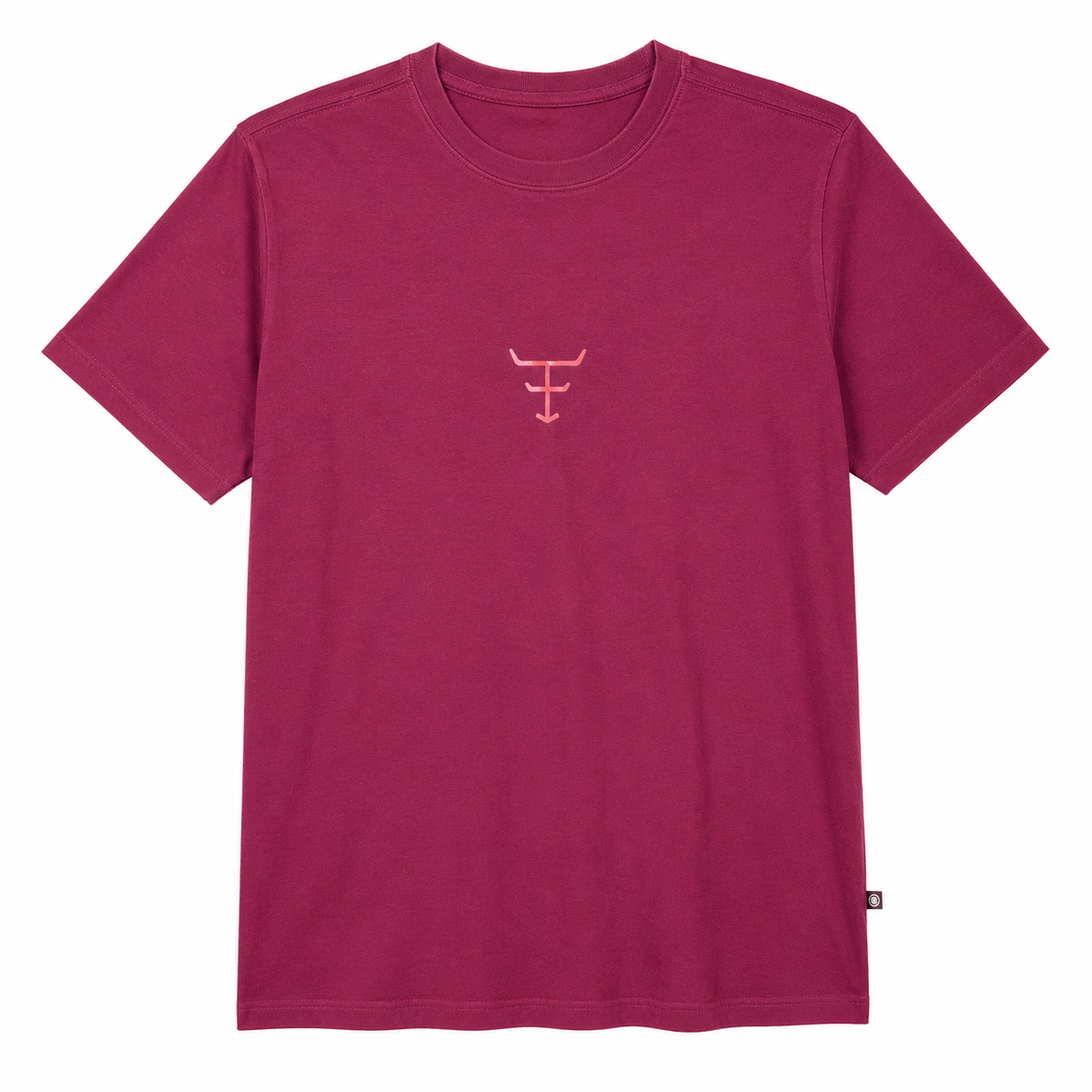 Camiseta Texas Farm vinho Marca no Peito — foto tratada em fundo branco