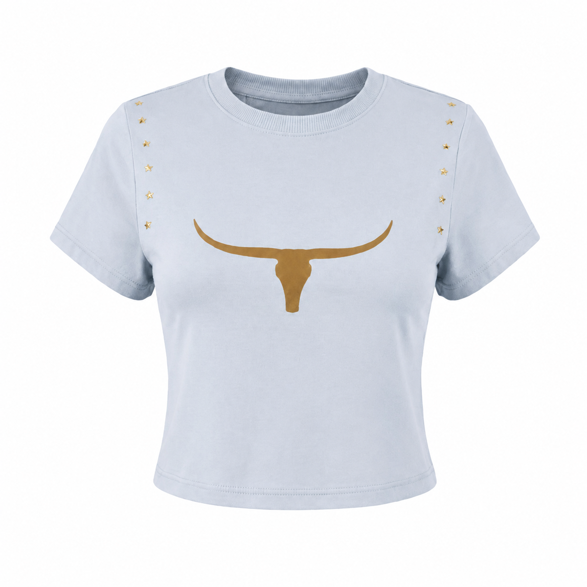 Cropped Moiadeiros Prêmio Estrela azul claro em fundo branco