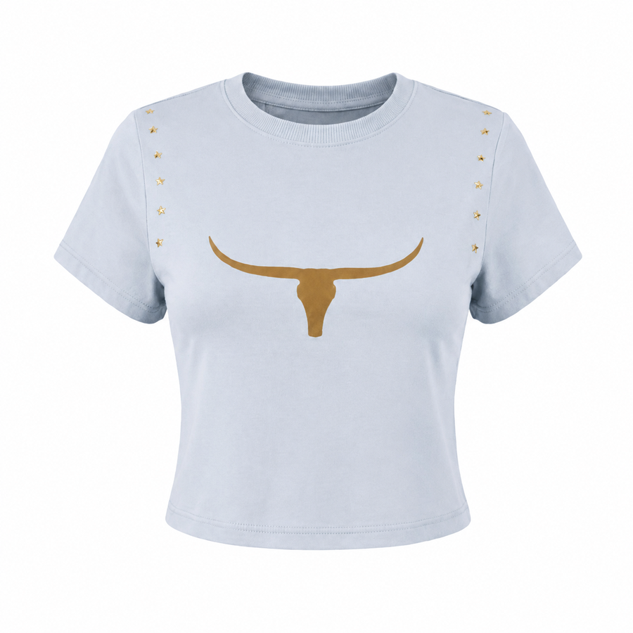 Cropped Moiadeiros Prêmio Estrela azul claro em fundo branco