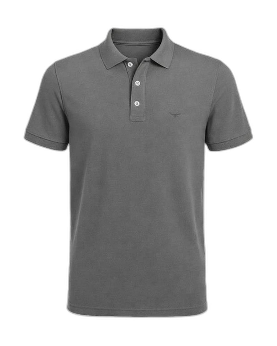 Camisa Polo Moiadeiros — Cinza — vista frontal em fundo branco