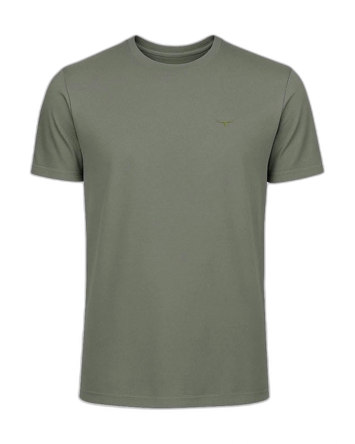 Camiseta Básica Moiadeiros — Verde Militar — vista frontal em fundo branco