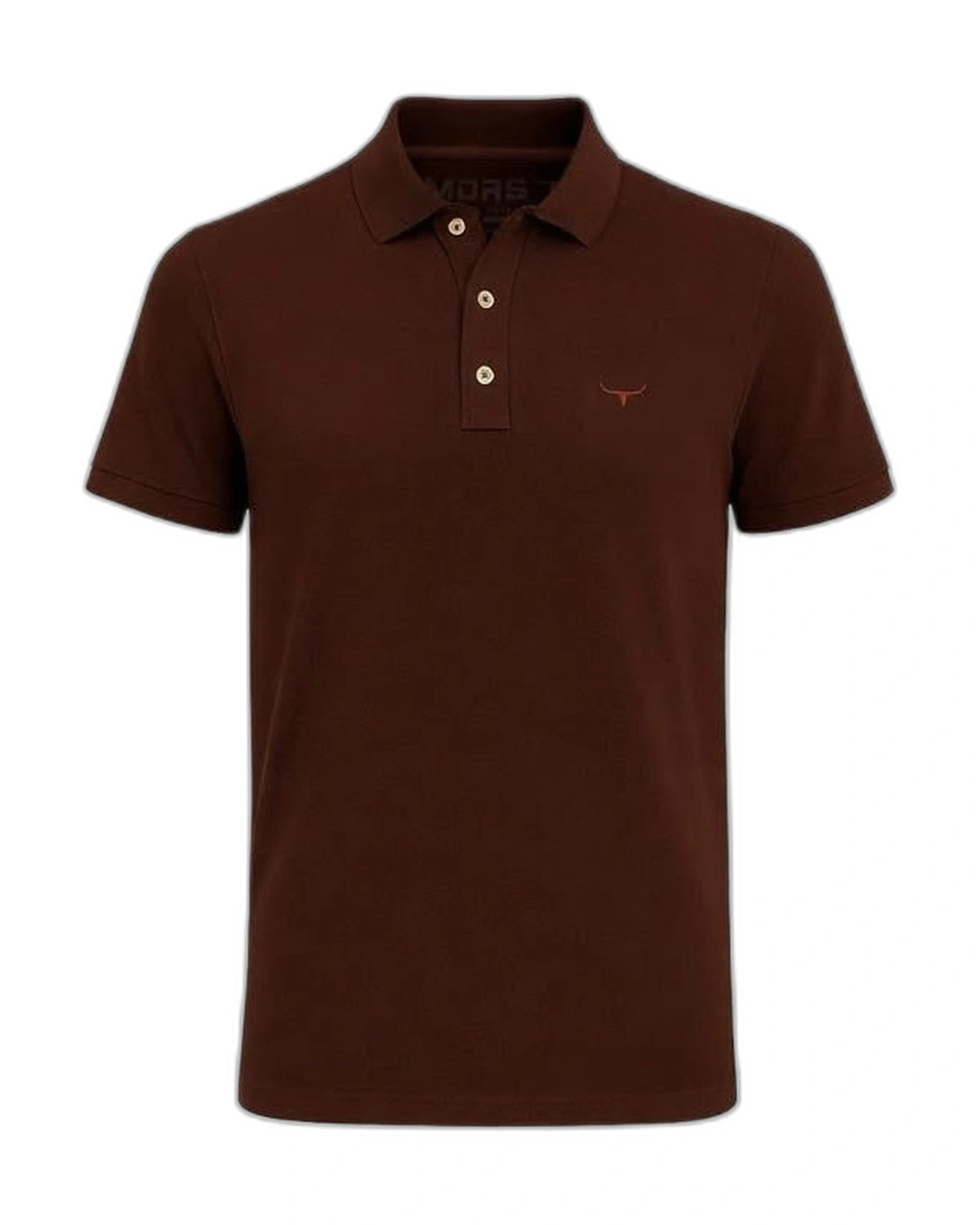 Camisa Polo Moiadeiros — Marrom — vista frontal em fundo branco