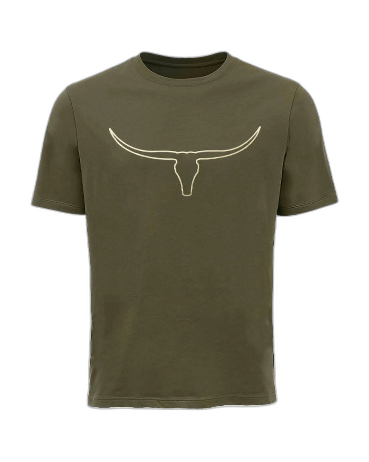 Camiseta Moiadeiros Touro — Verde Militar — vista frontal em fundo branco