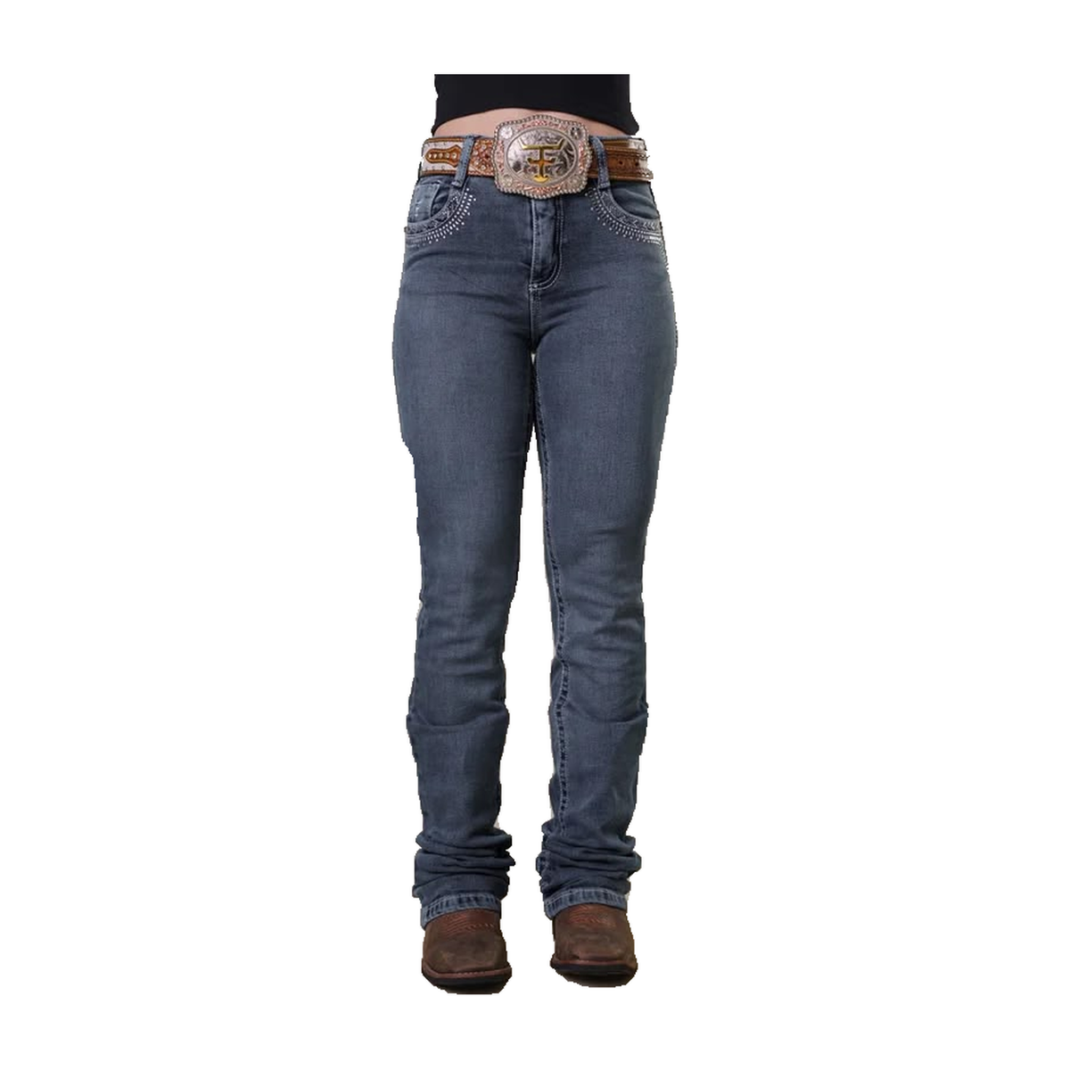 Calça Jeans Feminina Texas Farm — Silver Ranch — vista frente fiel da peça