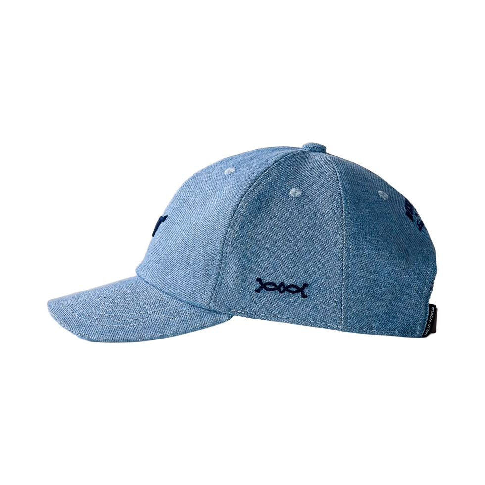 Boné West World Dad Hat Boston — Jeans Claro — detalhe real do produto