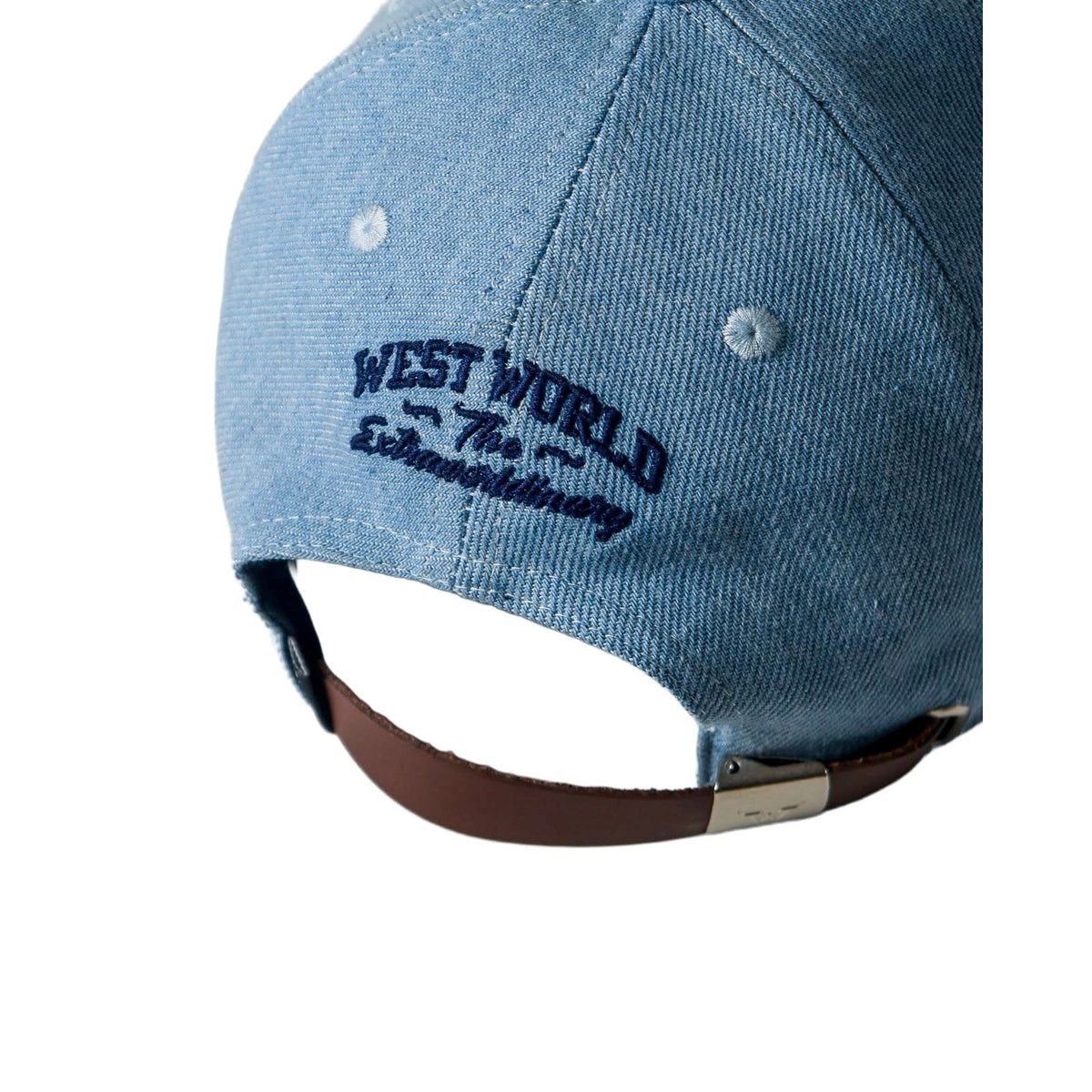 Boné West World Dad Hat Boston — Jeans Claro — detalhe real do produto