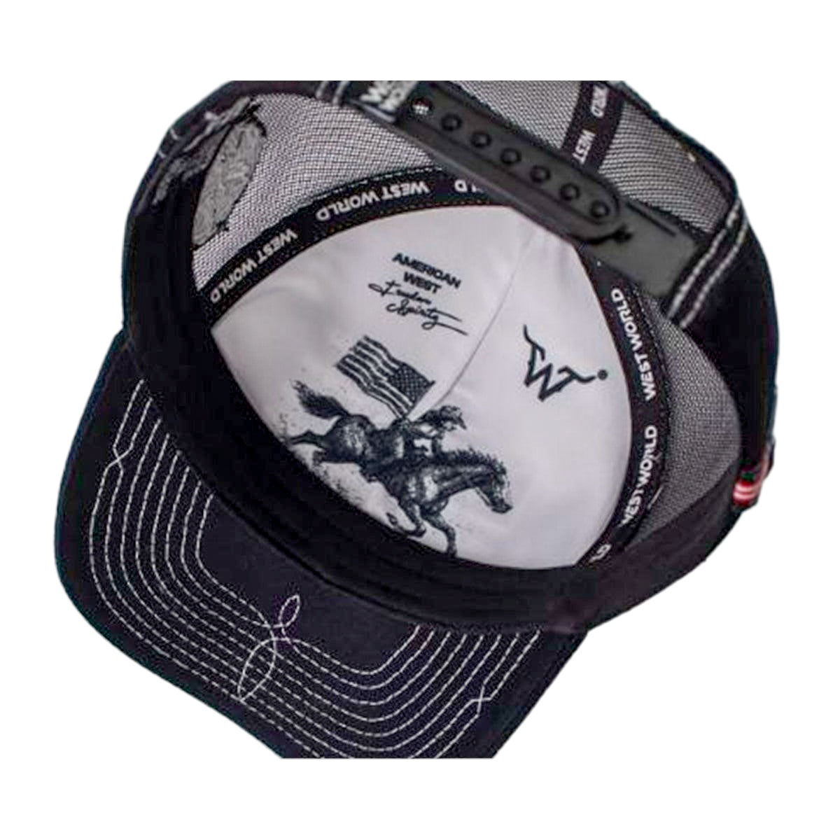 Boné West World Barbed Flag — Preto — detalhe real do produto