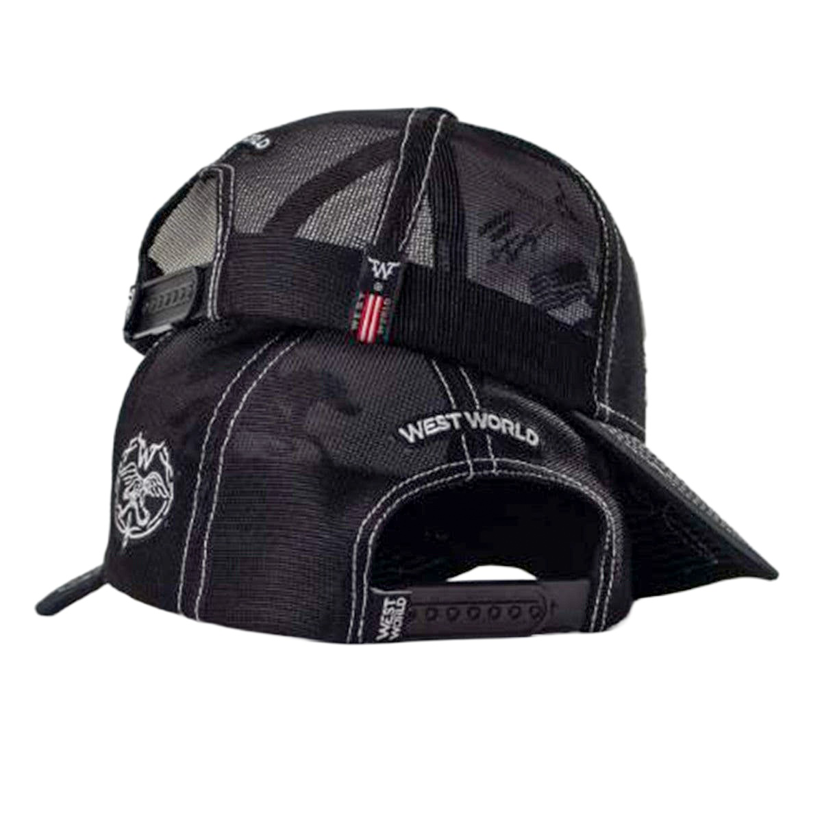 Boné West World Barbed Flag — Preto — detalhe real do produto