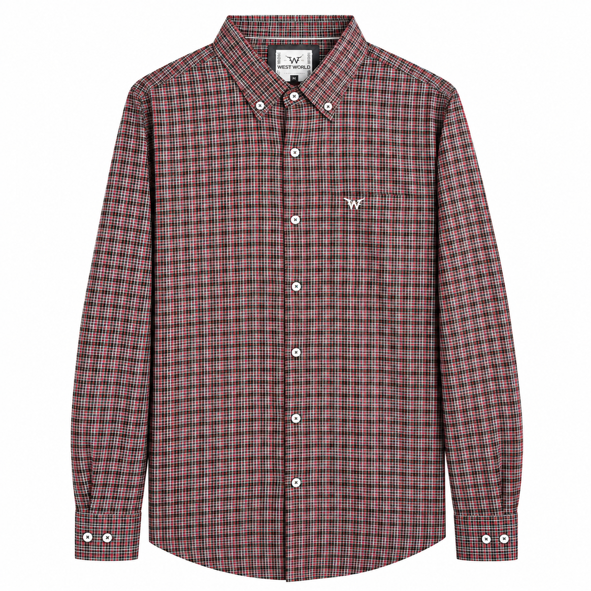 Camisa West World Xadrez Vermelho — Manga Longa — principal