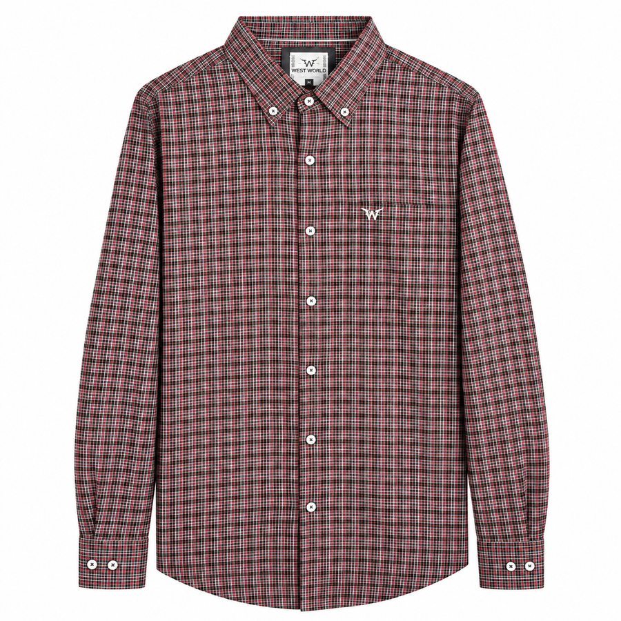 Camisa West World Xadrez Vermelho — Manga Longa — principal