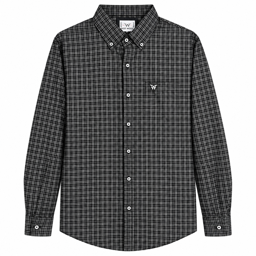Camisa West World Xadrez Preto e Branco — Manga Longa — principal
