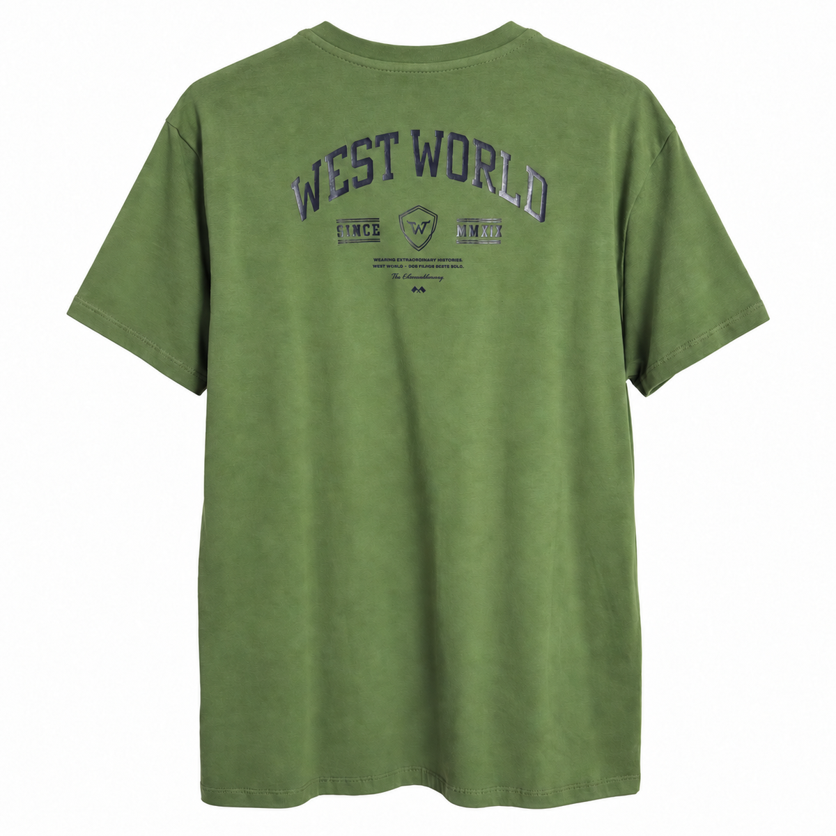 Camiseta West World Logo Frente e Costas — Verde Oliva — complementar