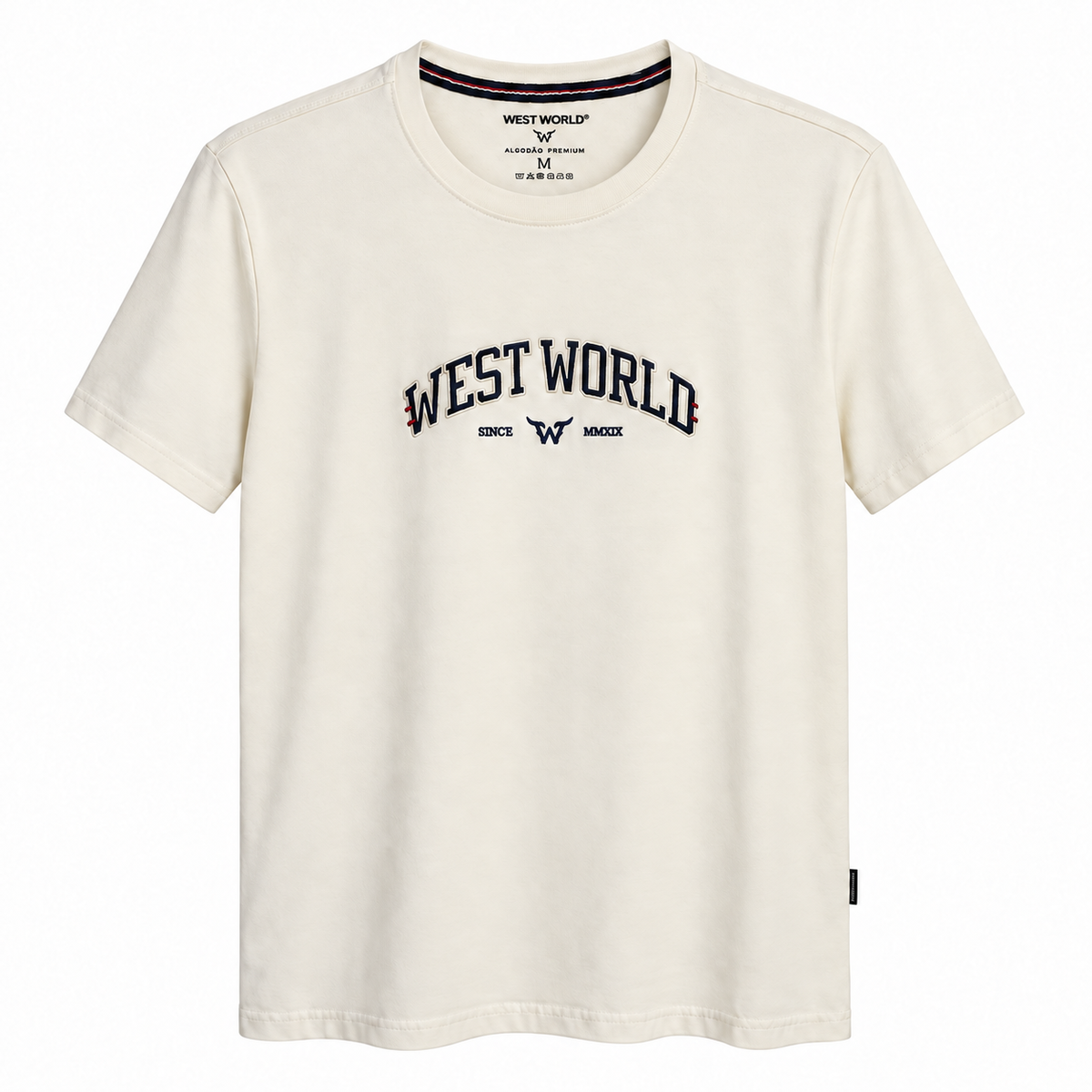Camiseta West World College — Creme — principal