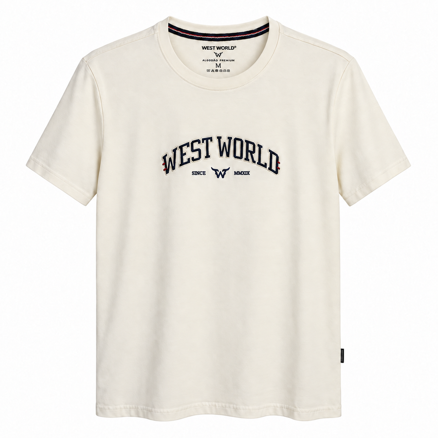 Camiseta West World College — Creme — principal
