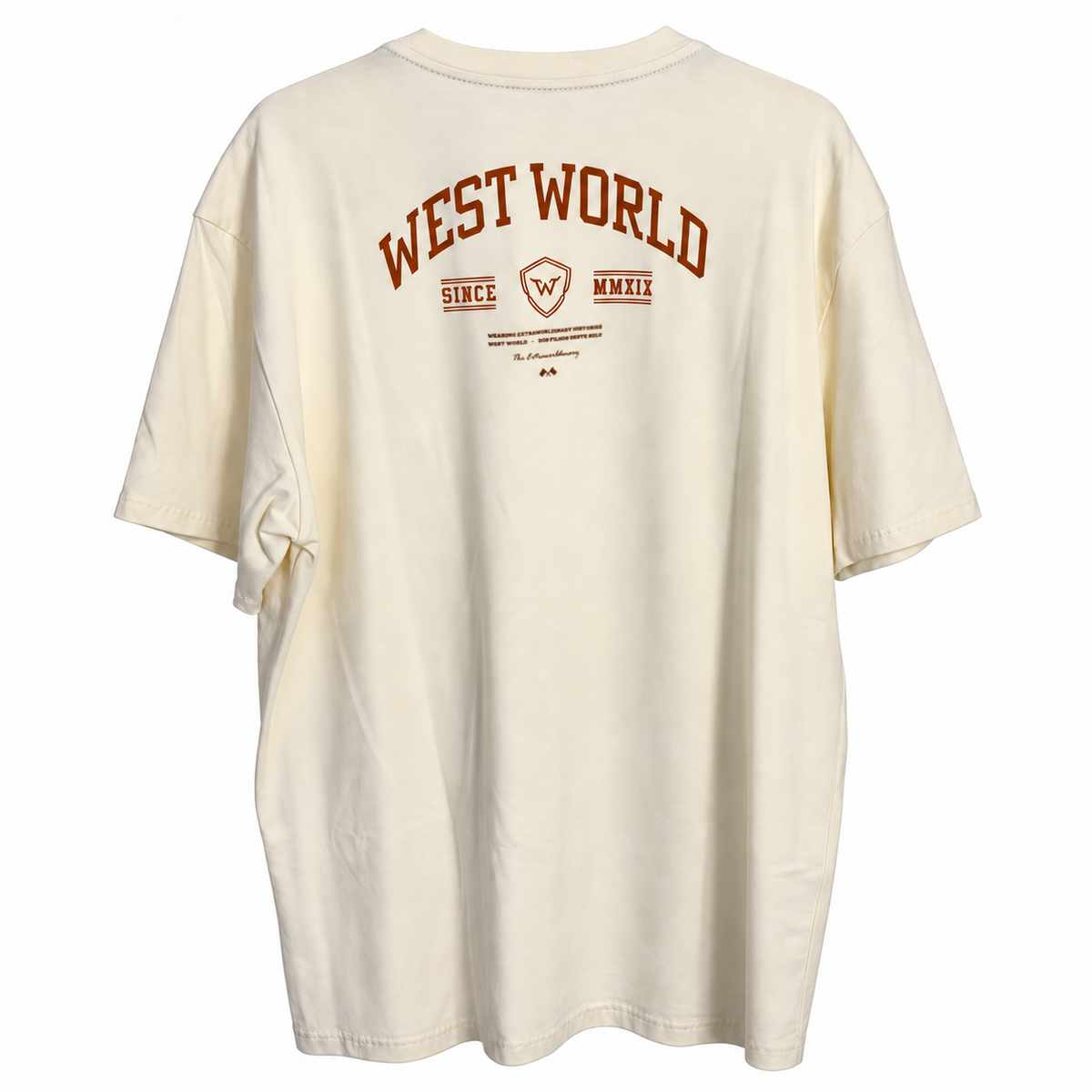 Camiseta West World Logo Frente e Costas — Creme — complementar