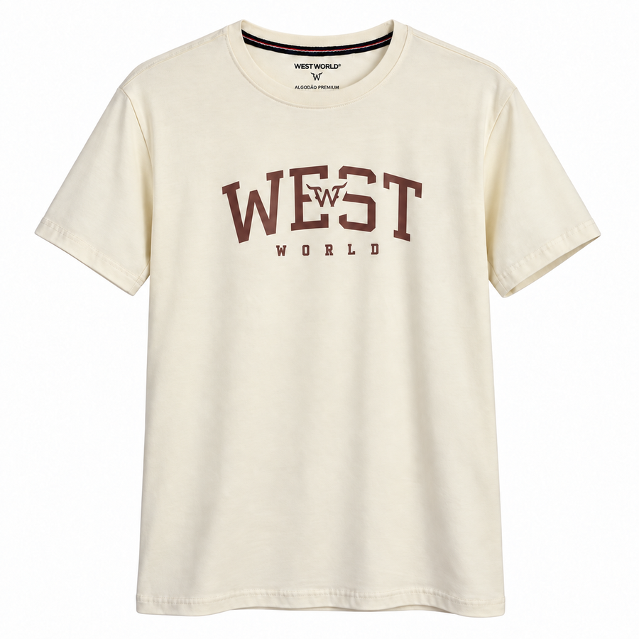 Camiseta West World WEST — Creme e Marrom — principal