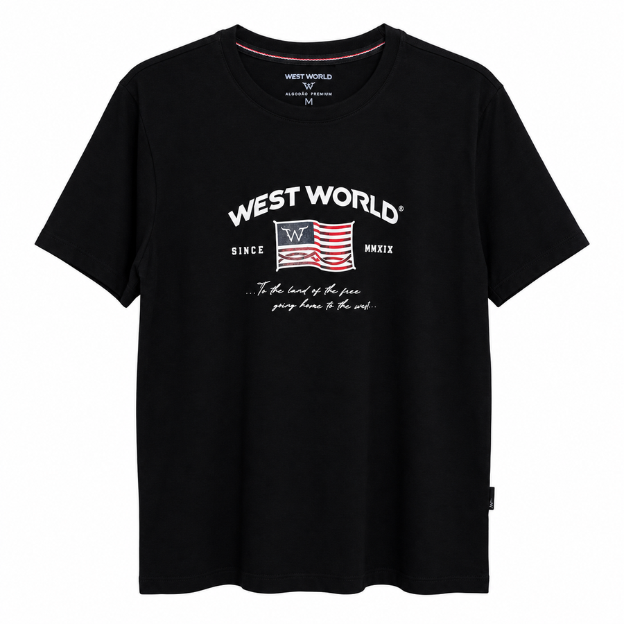 Camiseta West World Bandeira Americana — Preta — principal