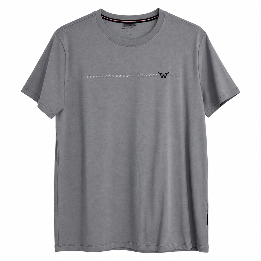 Camiseta West World W Faixa — Cinza