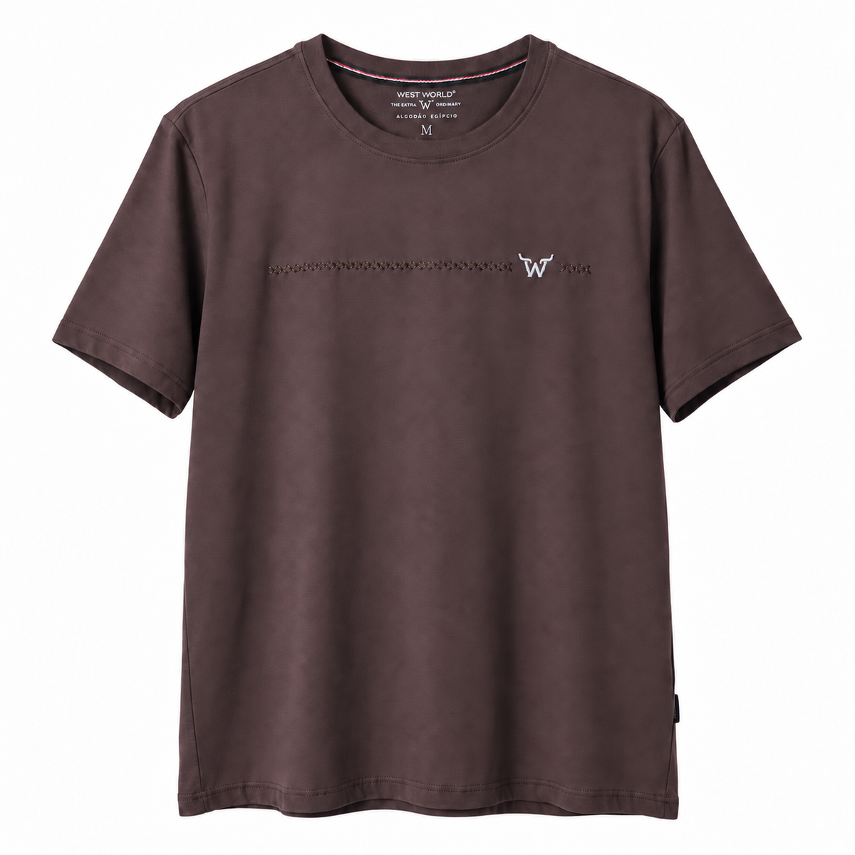Camiseta West World W Faixa — Vinho em fundo branco