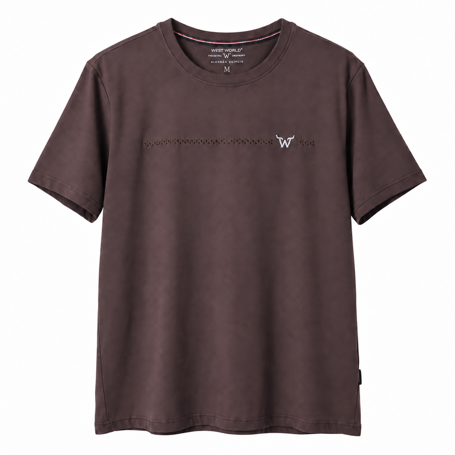 Camiseta West World W Faixa — Vinho em fundo branco