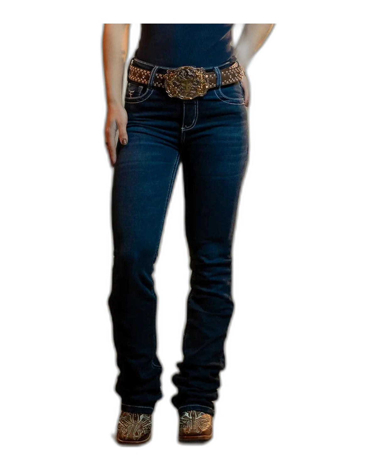 Calca Jeans Feminina Texas Farm Blue Ranch - vista frontal - RDM-P088