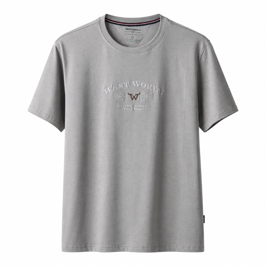 Camiseta West World Classic Country — Cinza — foto de catálogo, amostra do fabricante