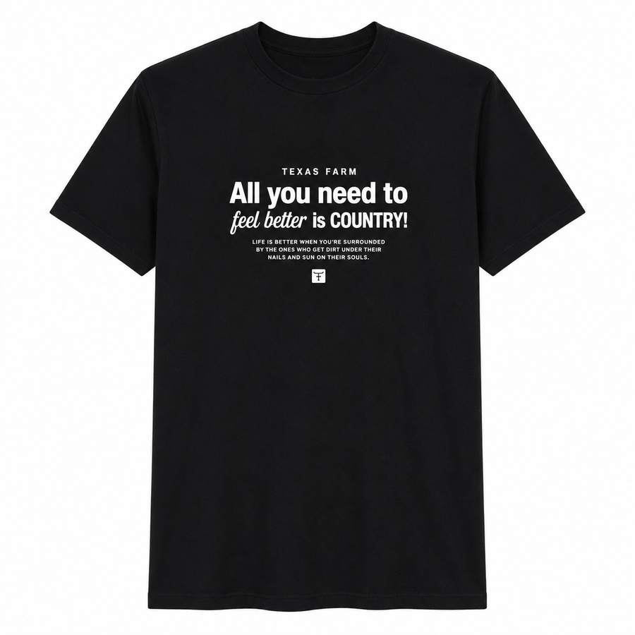 Camiseta Texas Farm Preta All You Need Is Country — foto tratada
