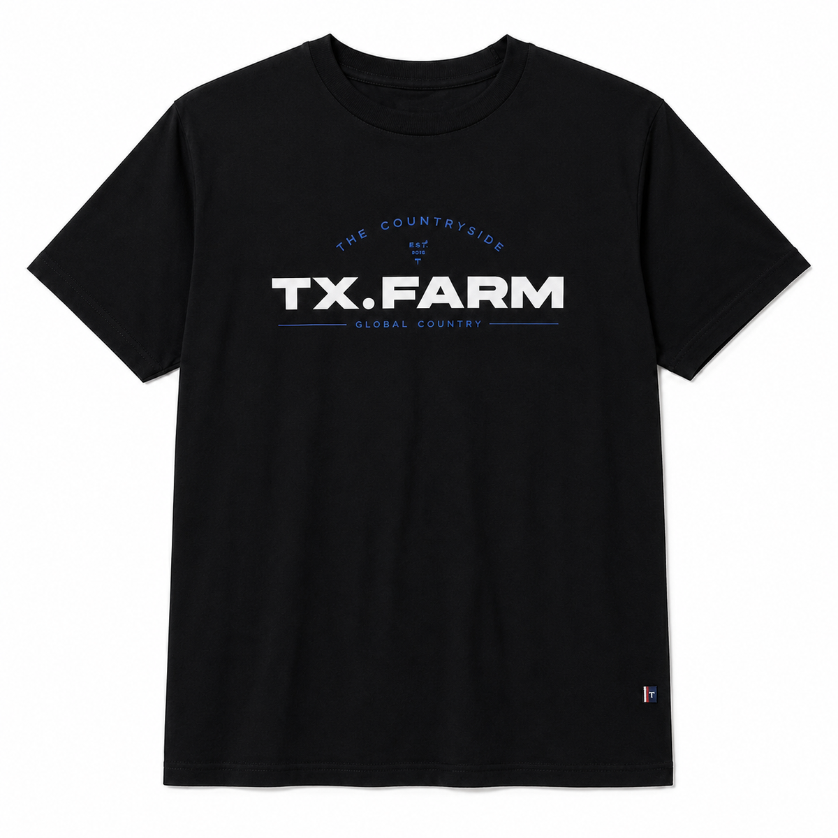 Camiseta Texas Farm Preta Caixa Alta — foto tratada