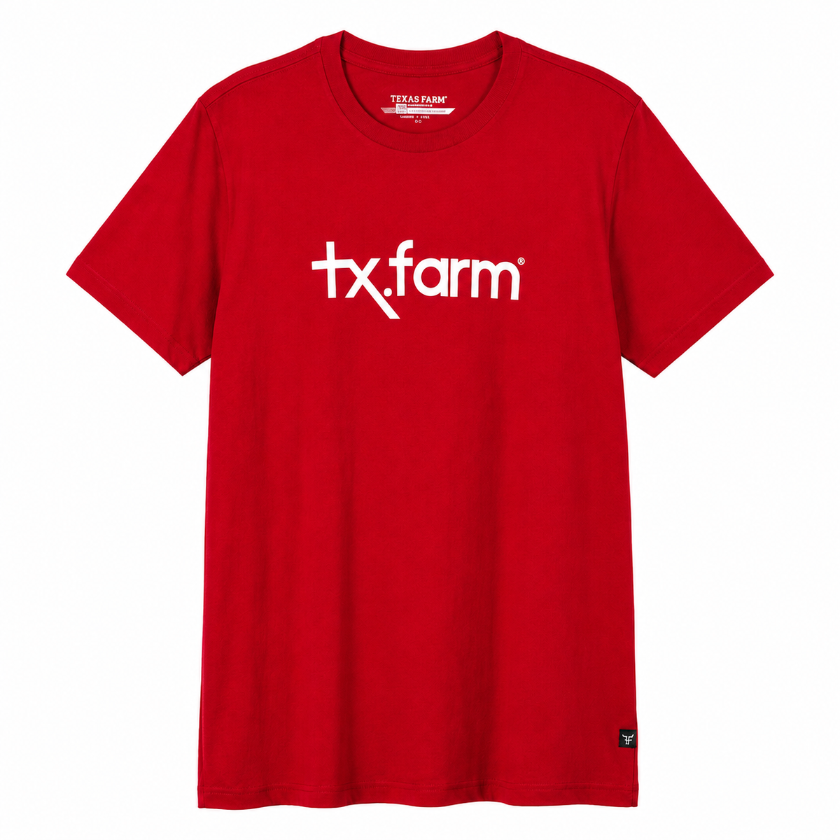 Camiseta Texas Farm Vermelha Logo Horizontal — foto tratada
